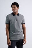 Premium Comfort Quarter Zip Houndstooth Polo, Black view# 1