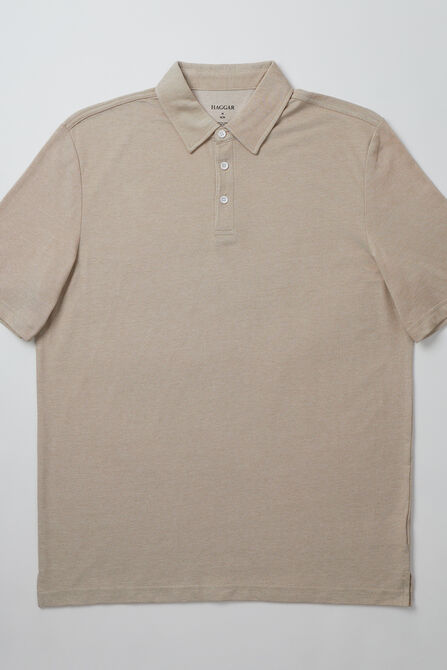 2-Color Pique Polo, Light Beige view# 6