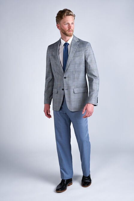 Premium Comfort Tonal Plaid Dress Pant, Chambray view# 5