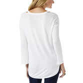 3/4 Sleeve Neck Detail Top, Cream view# 2