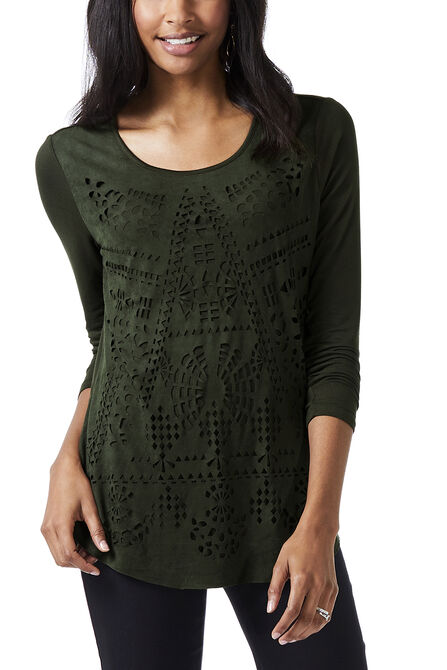 Long Sleeve Scoop Neck Top, Forest view# 1