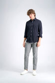 Long Sleeve Pique Shirt - Multi Dot, Black view# 3