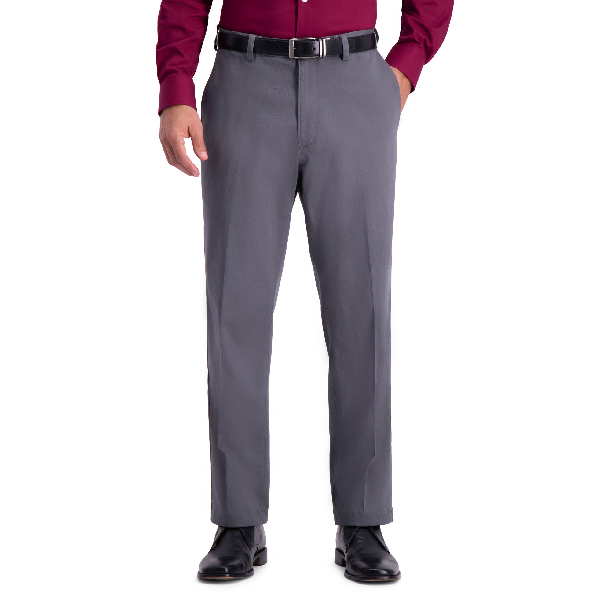 Haggar Premium Texture Chino Dark Red (HC00252 Clothing Pants) photo