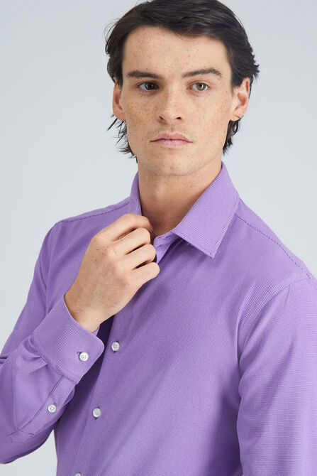 Tailored Fit Micro Dobby Shirt Lilac - Calibre Menswear