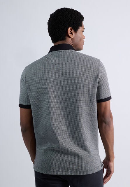 Premium Comfort Quarter Zip Houndstooth Polo, Black