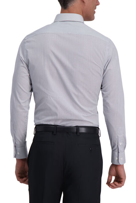 Grey Striped Premium Comfort Dress Shirt, Dark Grey view# 2