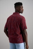 Short Sleeve Tropical Camp Shirt, Heather Burgundy view# 4