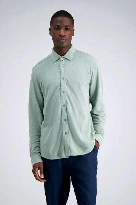 Long Sleeve Pique Shirt, Taupe view# 1