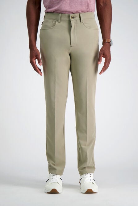 Haggar Regular Fit Solid Beige Khaki Chinos Flat Front Washable