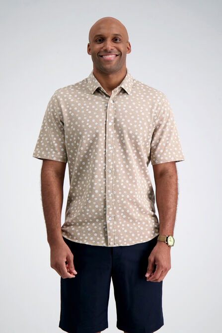 Pique Button Down Shirt - Floral Stamp,  view# 1