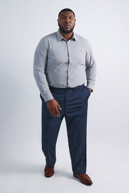 Big Smart Wash&reg; Dress Shirt - Medium Grey Grid, Medium Grey view# 3