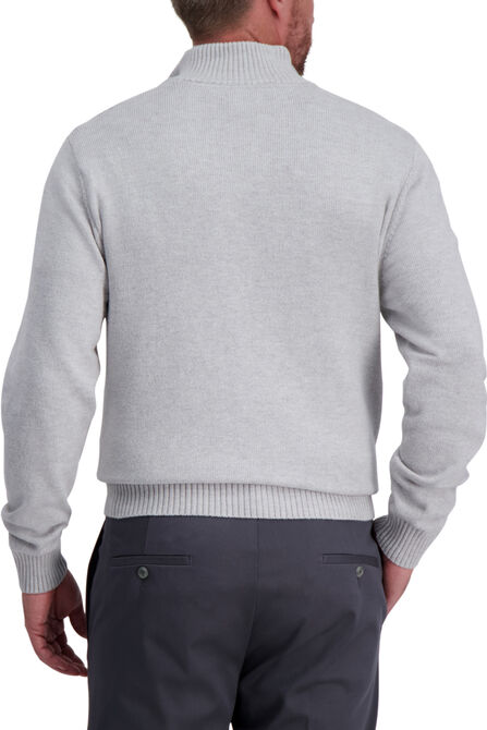 Herringbone Button Mock Neck Sweater, Flint Heather view# 2