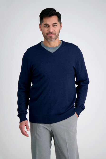 V-Neck Basic Sweater, Navy view# 1