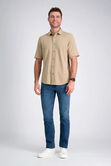 Pique Button Shirt, Khaki view# 3
