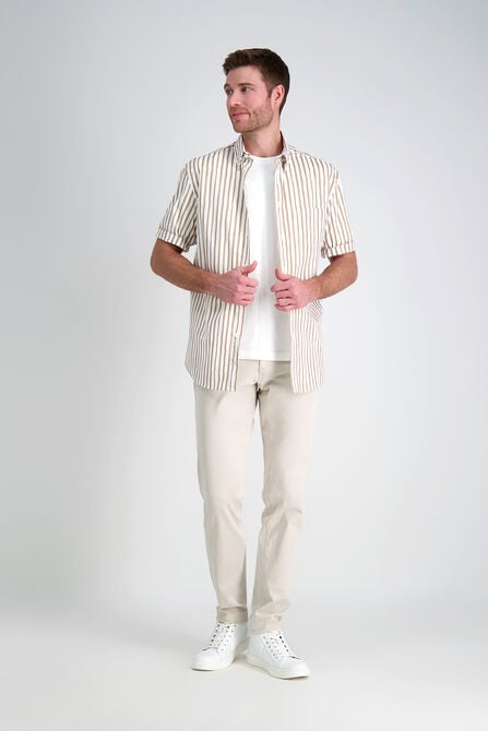 Short Sleeve Stripe Shirt, Khaki view# 3