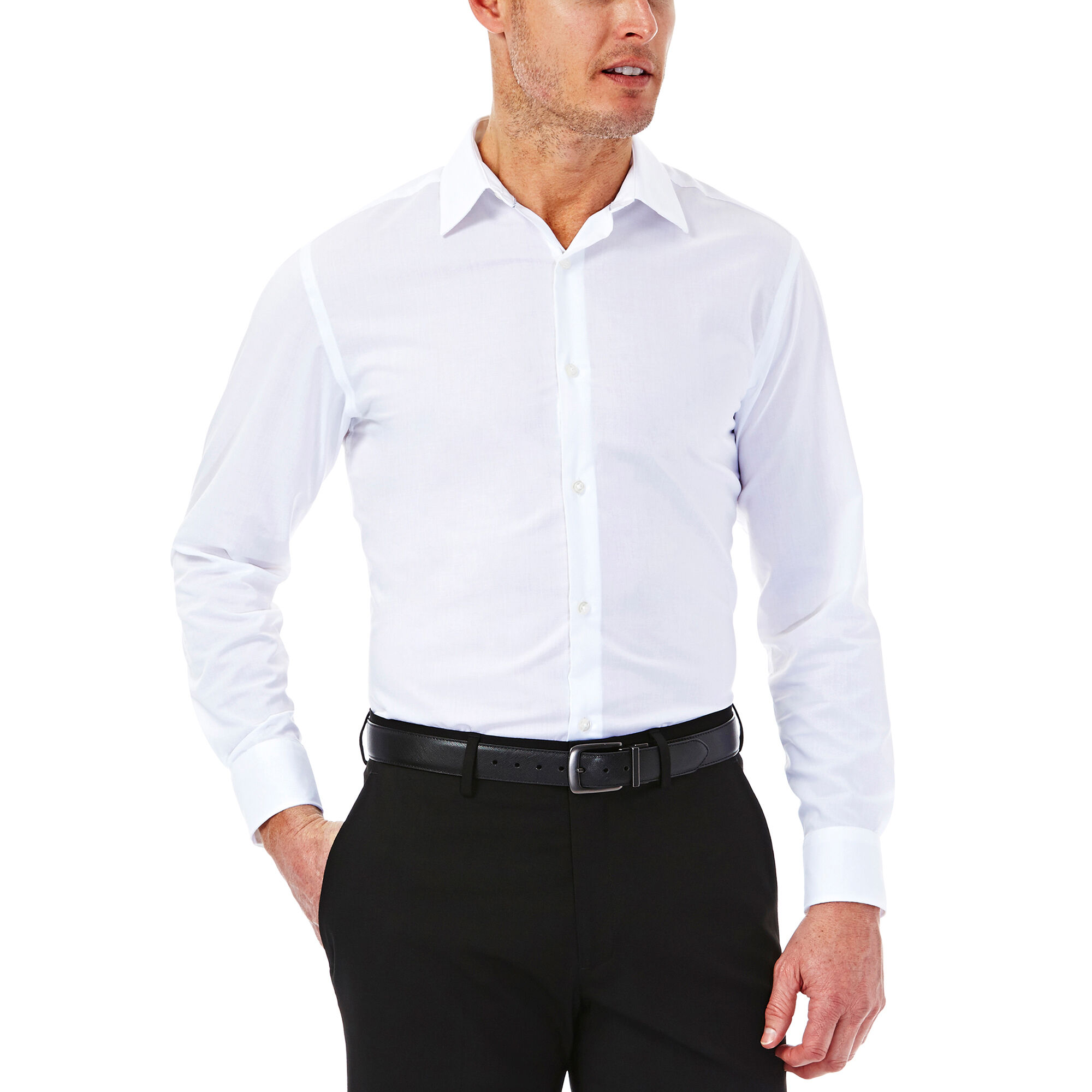 Haggar Solid Oxford Dress Shirt White (HW00100 Clothing Shirts & Tops) photo