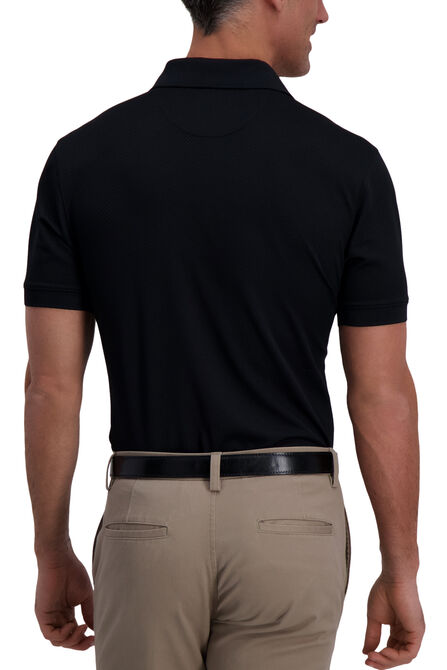 Quarter Zip Waffle Textured Polo, Black view# 2