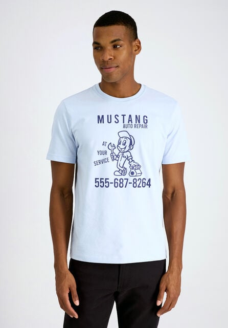 Mustang&reg; Graphic Jersey Tee, Light Blue