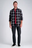 Long Sleeve Flannel Plaid Shirt, Red view# 3