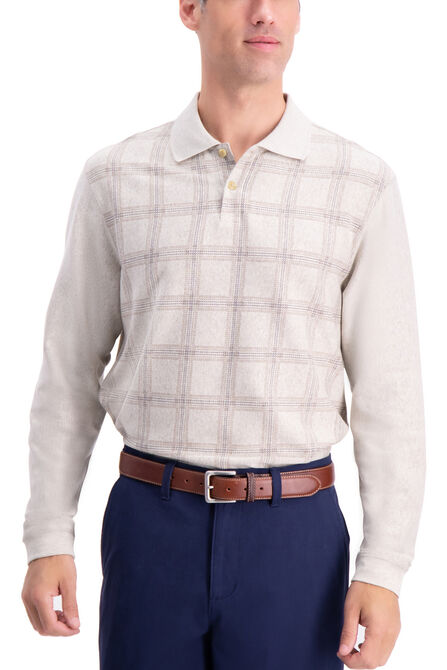 Windowpane Long Sleeve Knit Polo,  view# 1