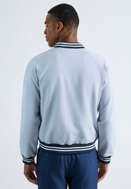 Seersucker Bomber Jacket, Light Blue