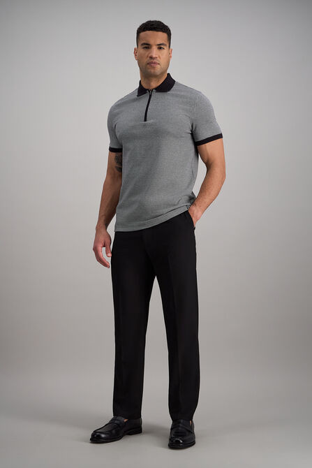 Premium Comfort Quarter Zip Houndstooth Polo, Black view# 3
