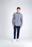 Long Sleeve Brushed Cotton Plaid Shirt , Turquoise / Aqua view# 3