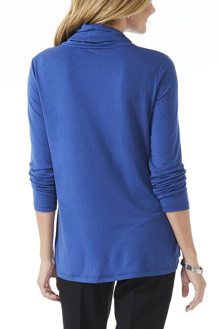 Long Sleeve Cowl Neck Top, True Navy view# 2
