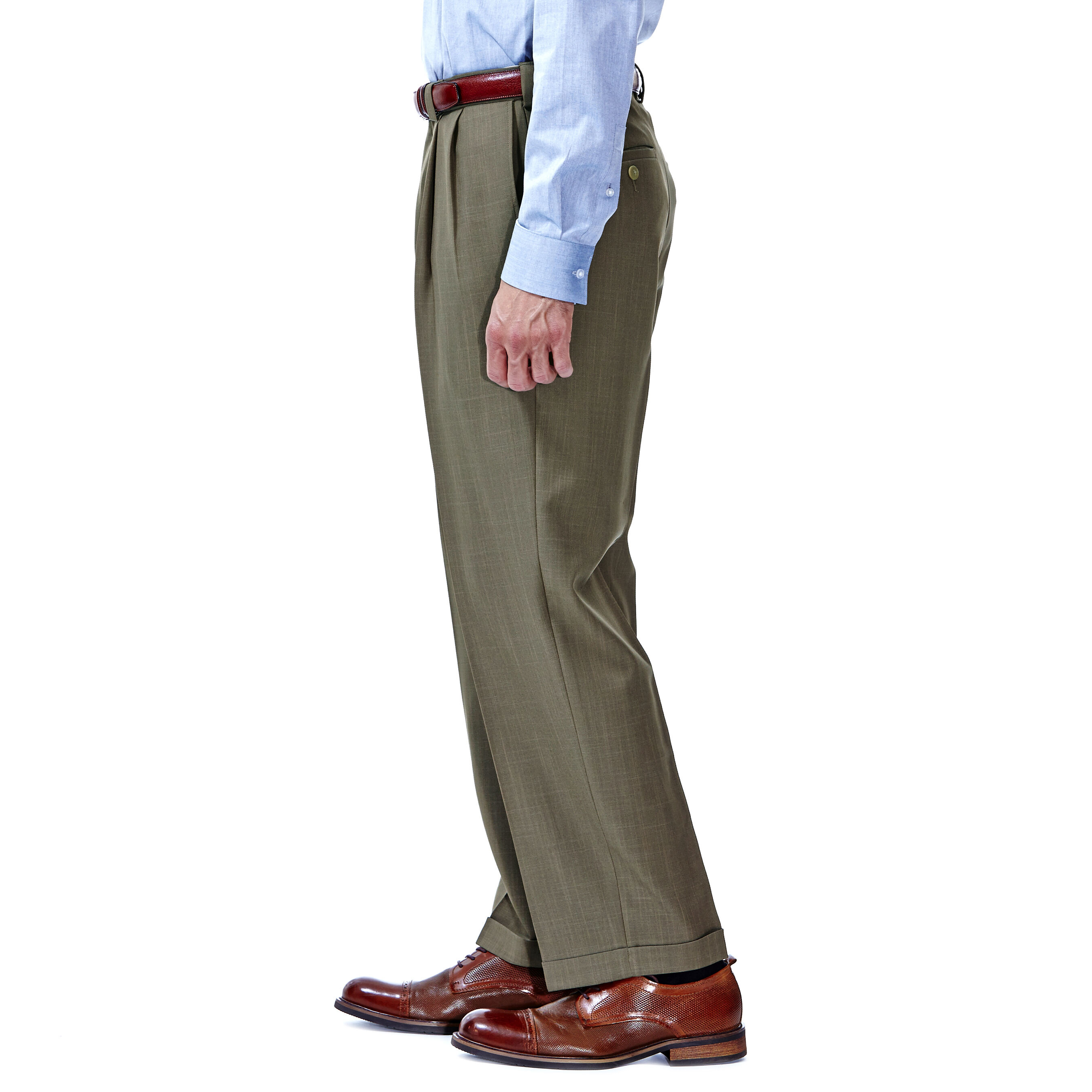 eCLo Stria Dress Pant Classic Fit Pleat Front No Iron Haggar
