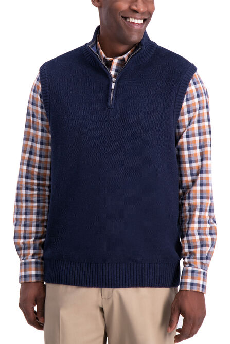 1/4 Zip Sweater Vest, Navy Heather view# 1