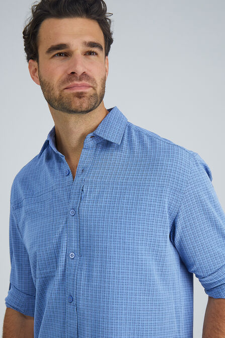 The Active Series&trade; Long Sleeve 2-Tone Plaid Hike Shirt, Light Blue view# 4