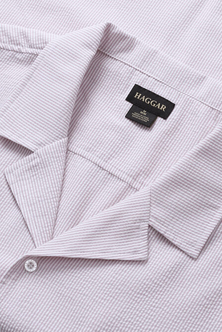 Short Sleeve Seersucker Camp Shirt, Pink view# 4