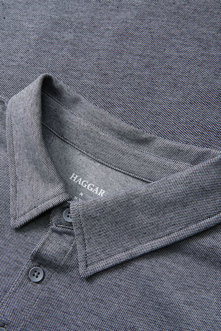 Long Sleeve 2-Color Pique Polo, Medium Grey view# 4