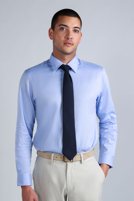 Premium Comfort Dress Shirt - Blue Herringbone , Blue view# 1