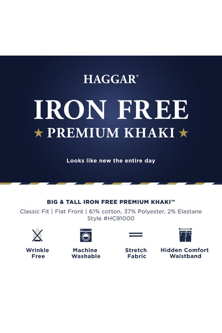 Big &amp; Tall Iron Free Premium Khaki, Dark Navy view# 4
