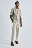 Short Sleeve Linen Stripe Camp Shirt, Yellow view# 3
