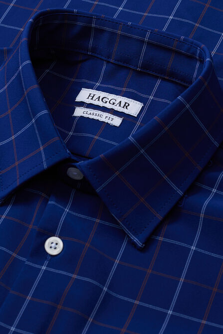 Smart Wash&trade; Dress Shirt - Navy Check, Navy view# 4