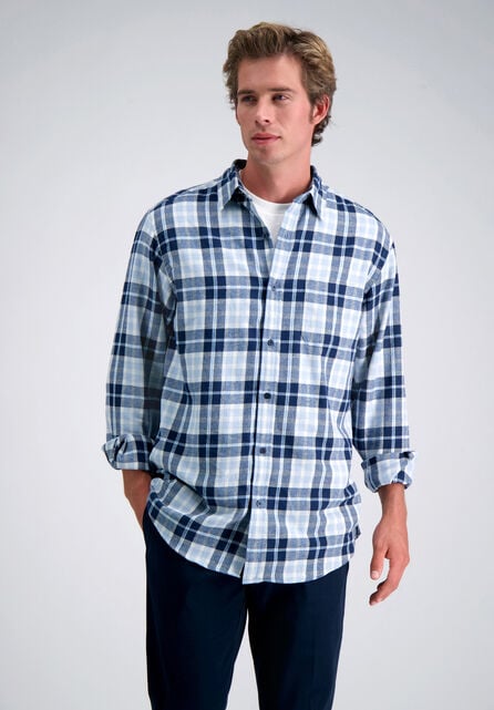 Long Sleeve Flannel Shirt, Light Blue