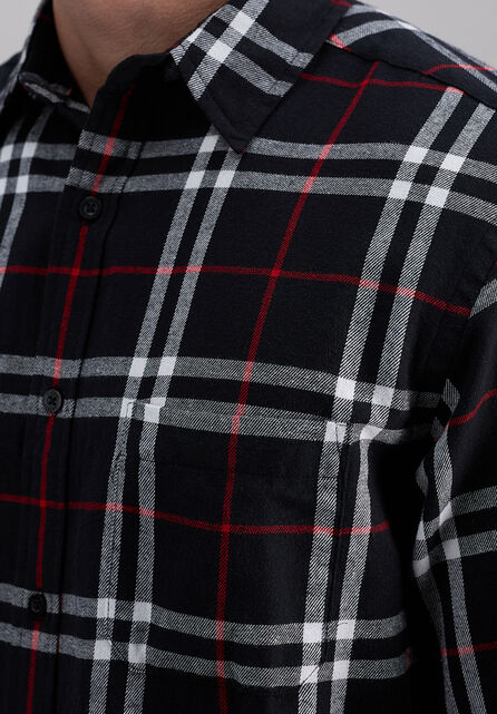 Long Sleeve Flannel Plaid Shirt, Red