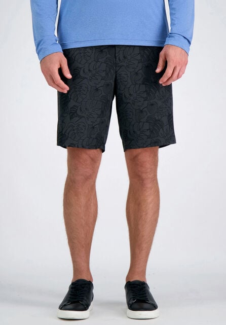 The Active Series&trade; Hybrid Palm Leaves Print Short, Black