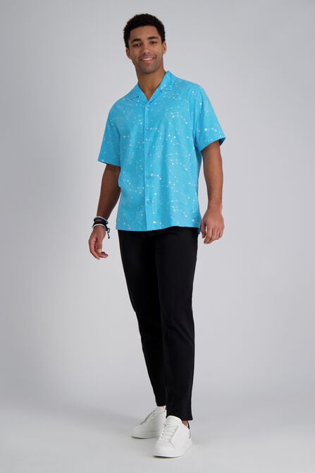 Short Sleeve Celestrial Camp Shirt, Light Blue view# 3