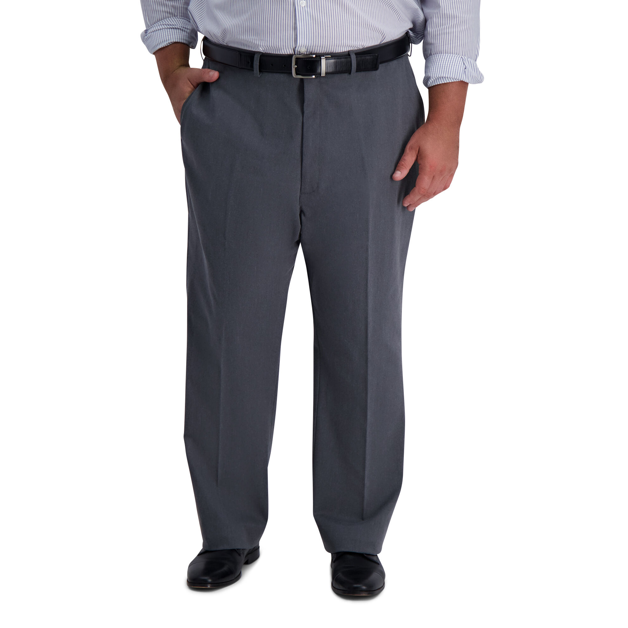 Haggar Big & Tall Iron Free Premium Khaki Charcoal Htr (HC91000 Clothing Pants) photo