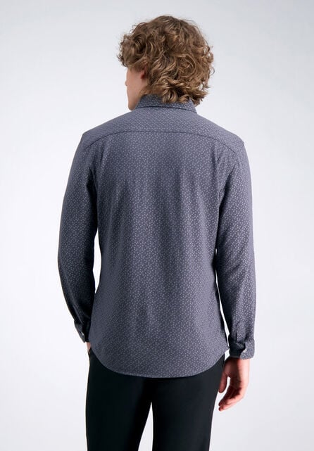 Long Sleeve Pique Shirt - Geo Ditsy, Black / Charcoal