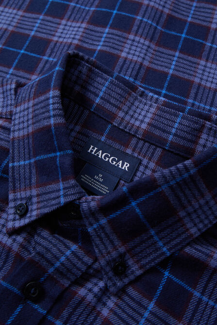 Long Sleeve Flannel Plaid Shirt, BLUE view# 5
