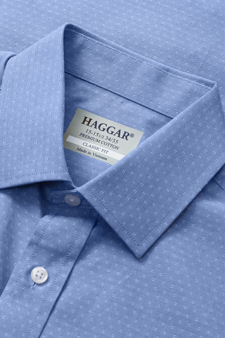 Cotton Dress Shirt - Blue Dobby, Cobalt view# 4