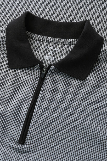 Big &amp; Tall Premium Comfort Quarter Zip Houndstooth Polo, Black view# 4