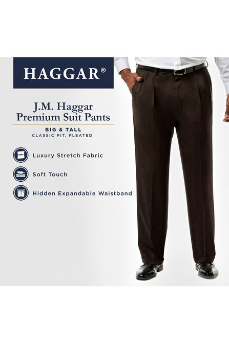 Big &amp; Tall J.M. Haggar Premium Stretch Suit Pant - Pleated Front, Med Grey view# 5