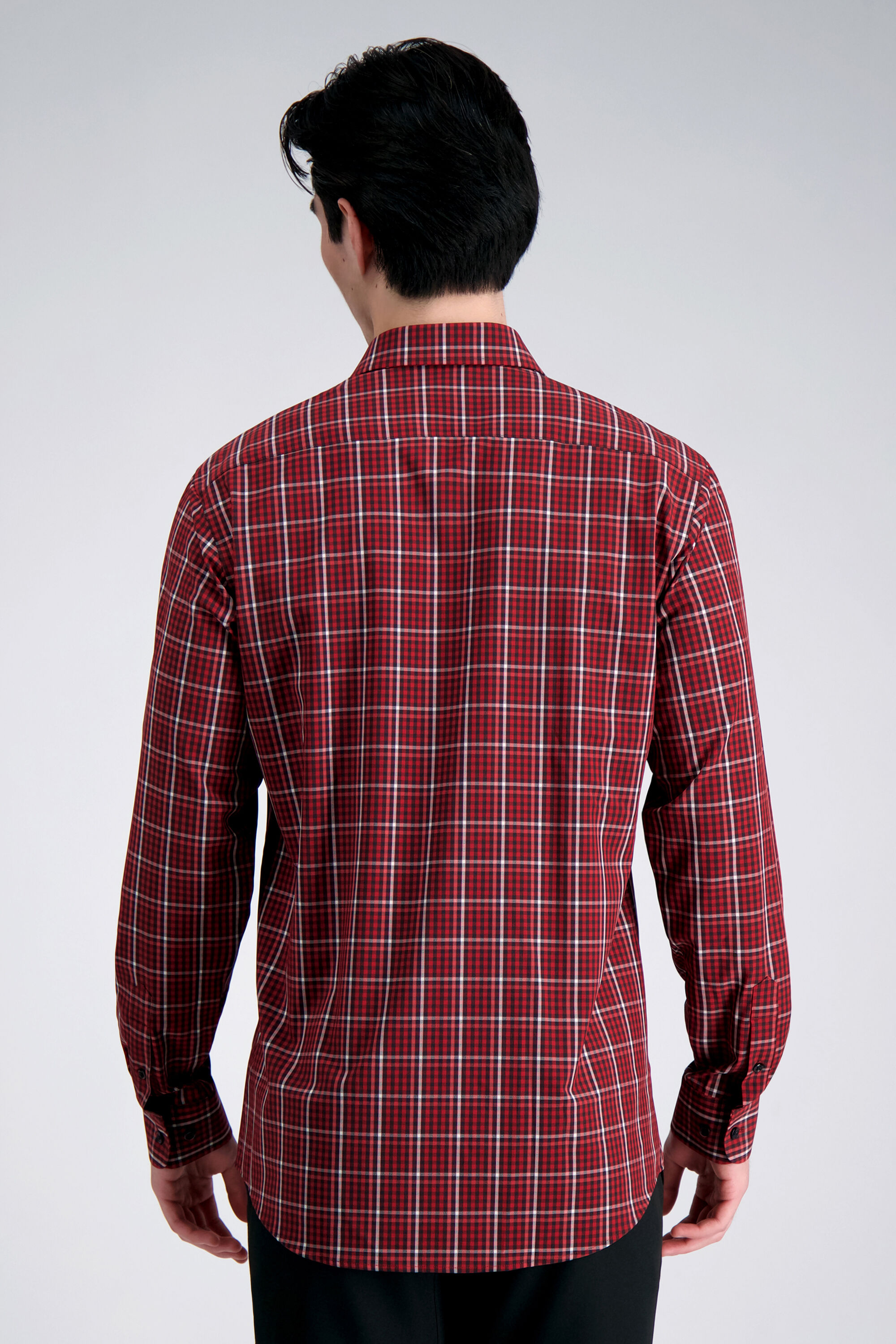 Smart Wash Dress Shirt Dark Red Plaid