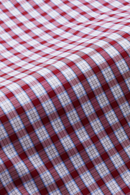 Premium Comfort Dress Shirt - White and Red Plaid, Navy view# 6