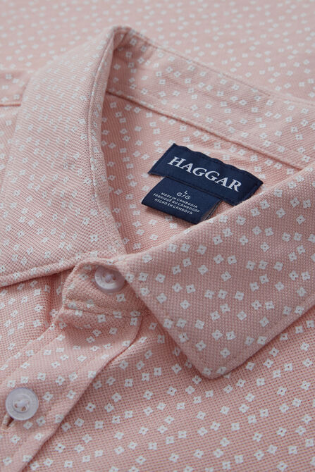 Pique Button Down Shirt - Geo Ditsy, Pink view# 5